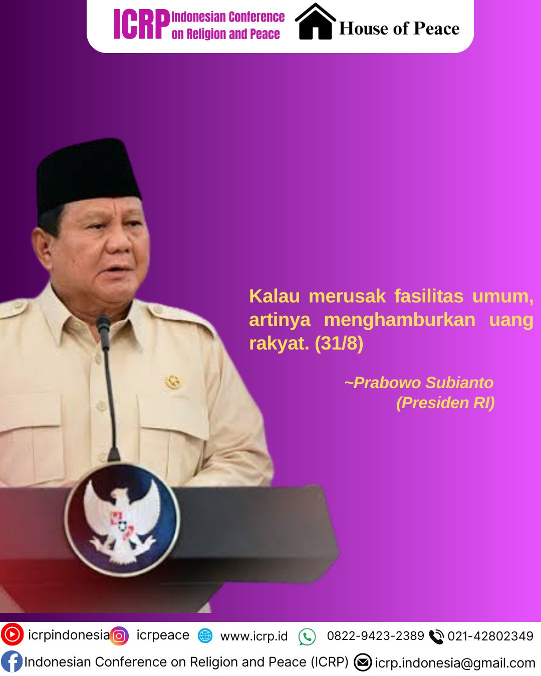 Merusak Fasilitas Umum Hamburkan Uang Rakyat